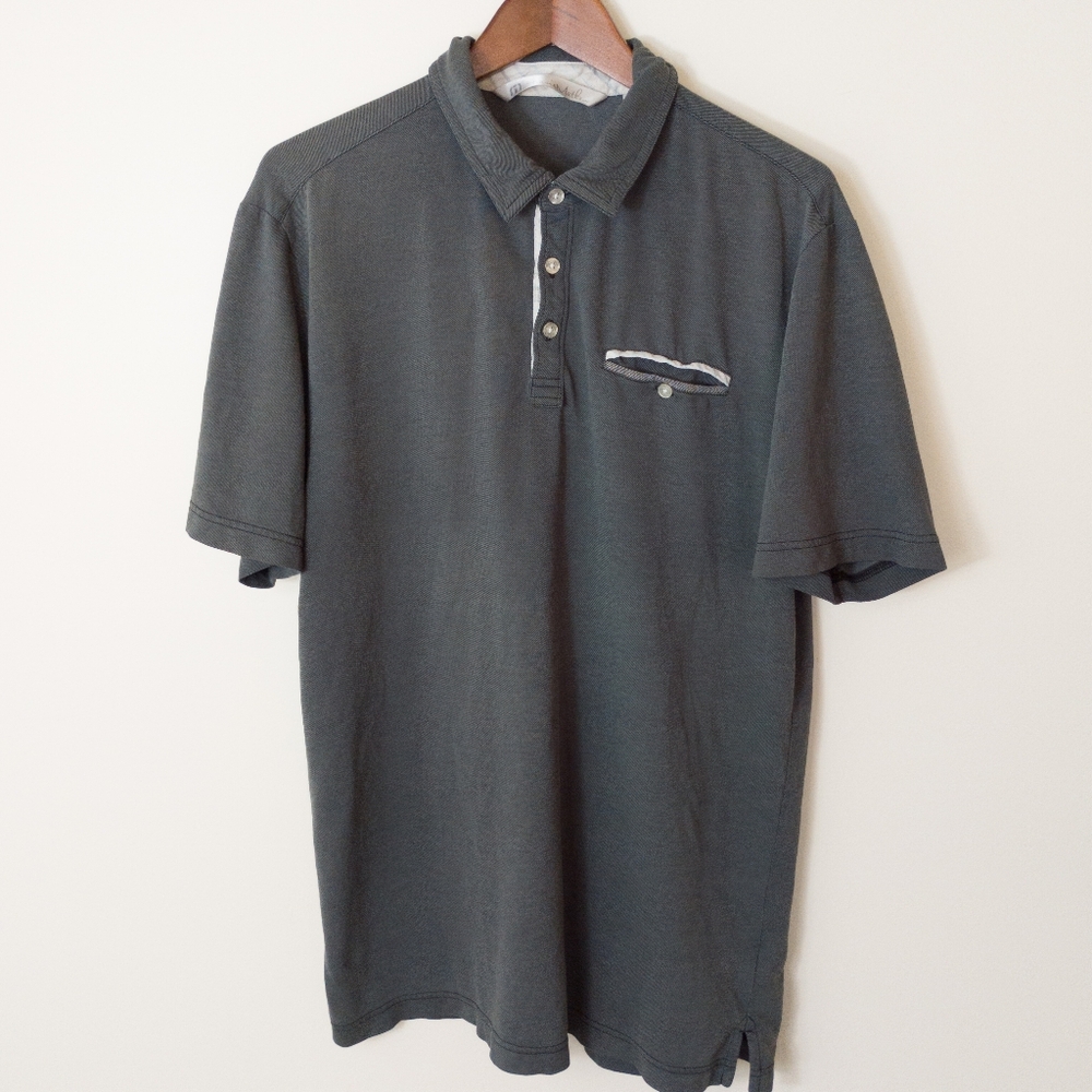 Travis Mathew Men's Large Gray Stretch Pocket Polo Shirt Golf Casual